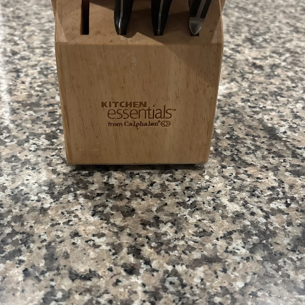 Calphalon Knife Set Of 6 Black Handle Kitchen Essentials With Knife Block